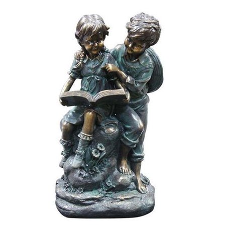 ALPINE CORP Alpine Corp GXT266 Girl and Boy Reading Together Statue GXT266